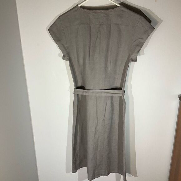 Sahalie Grey Linen Shirtdress. XS. Half Buttonup. Flap pockets Beautiful - Picture 5 of 9